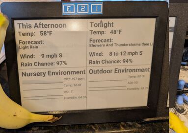 eink-weather dashboard, banana for scale