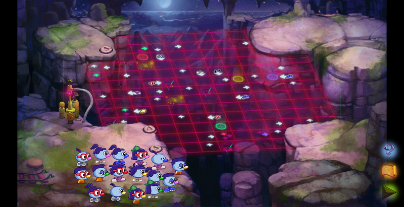Raw Bubblewonder Abyss board screenshot with 16 Zoombinis waiting